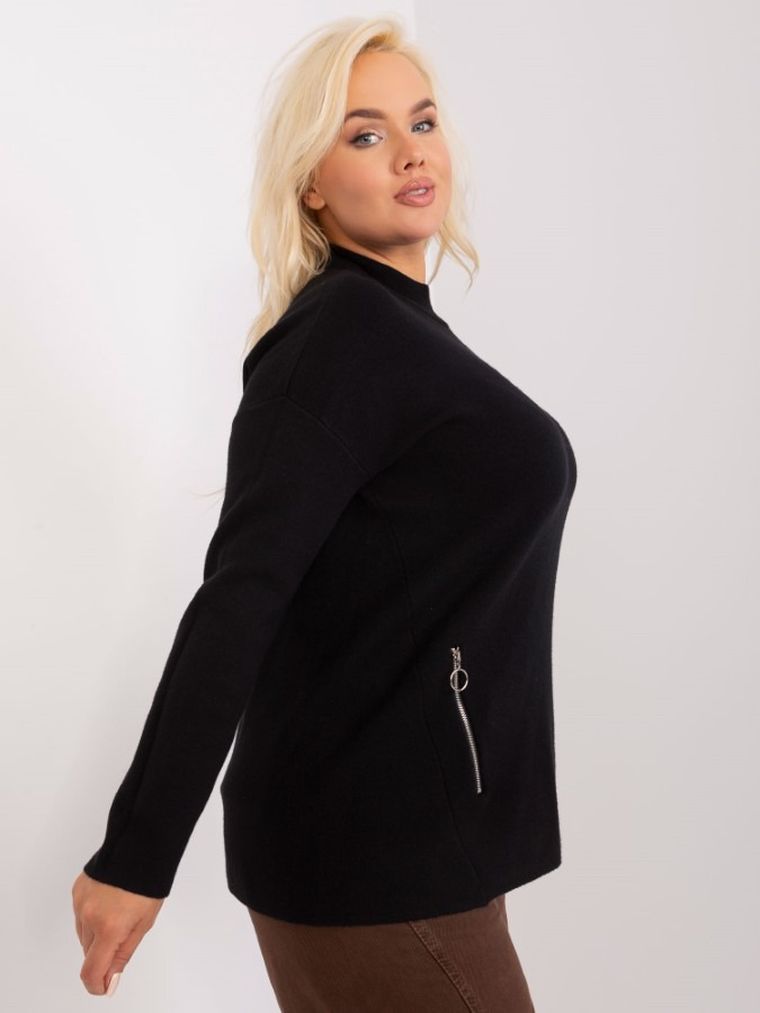 Sweter damski, plus size, czarny, P-M