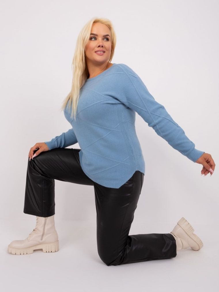 Sweter damski, plus size, niebieski, P-M