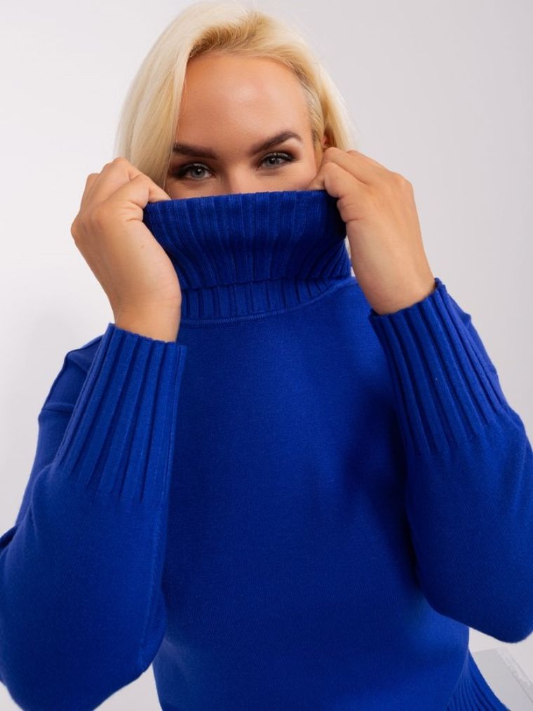 Sweter damski, plus size, niebieski, P-M