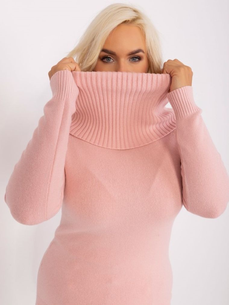Sweter damski, plus size, różowy, P-M