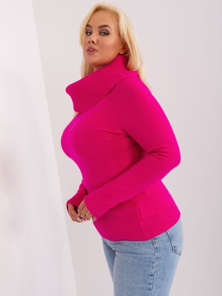 Sweter damski, plus size, różowy, P-M