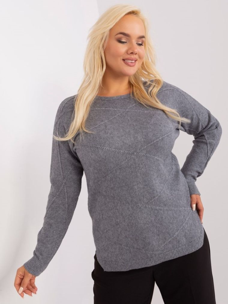 Sweter damski, plus size, szary, P-M