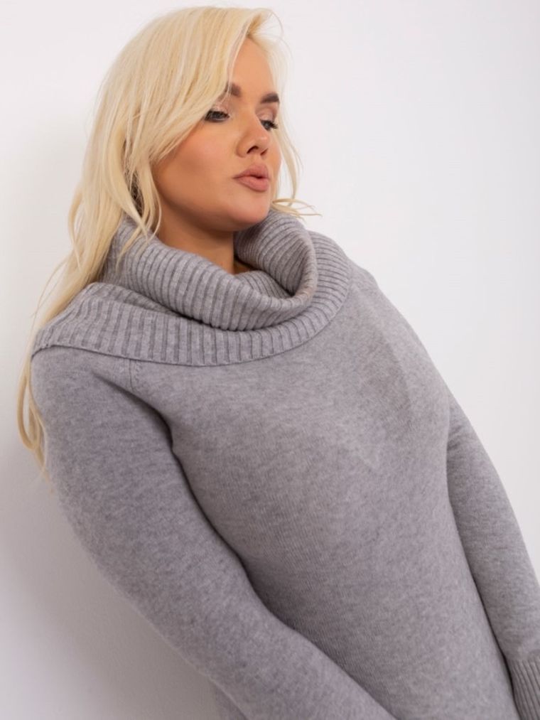 Sweter damski, plus size, szary, P-M