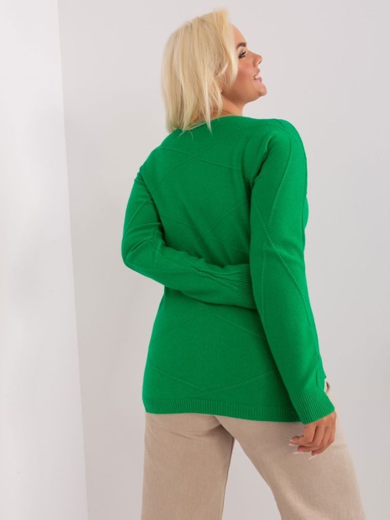 Sweter damski, plus size, zielony, P-M