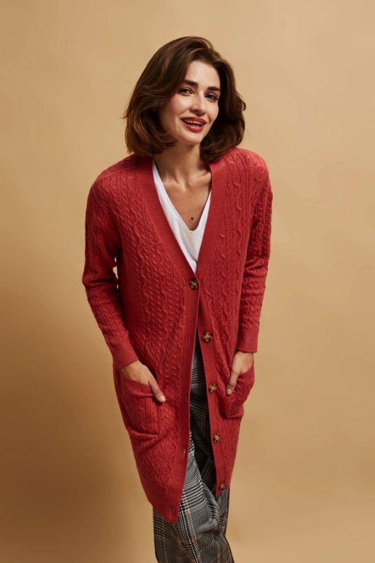 Sweter damski, różowy, Moodo