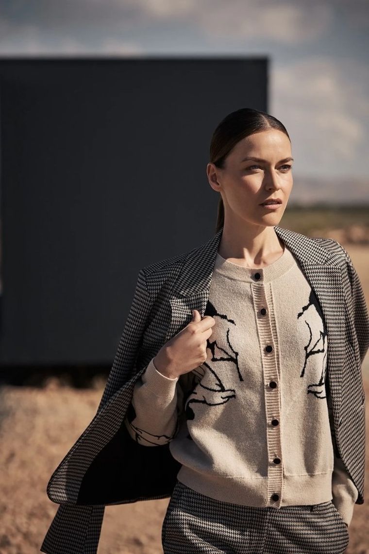 Sweter damski, rozpinany, beżowy, Moodo