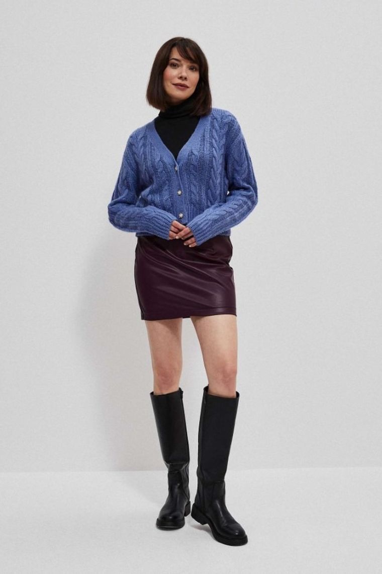 Sweter damski, rozpinany, niebieski, Moodo