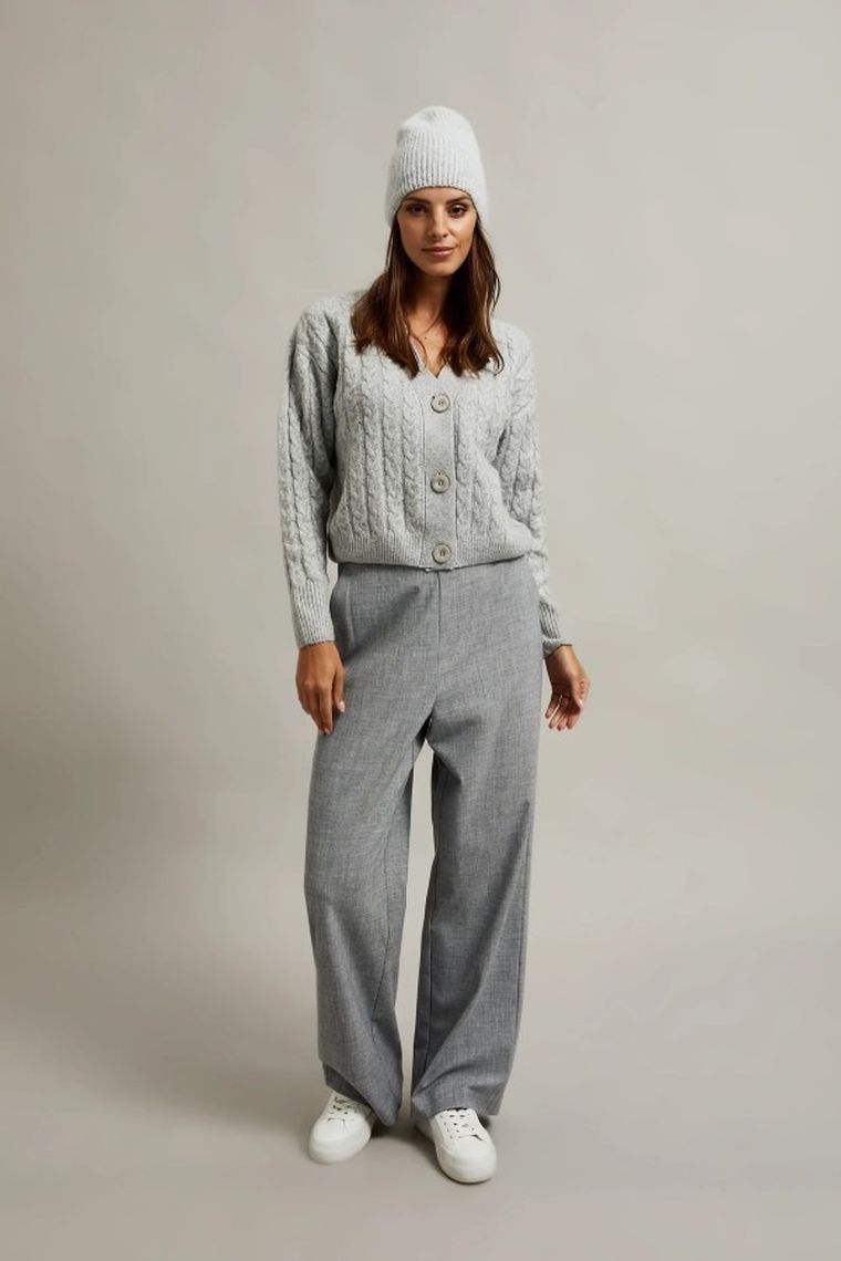 Sweter damski, rozpinany, szary, Moodo