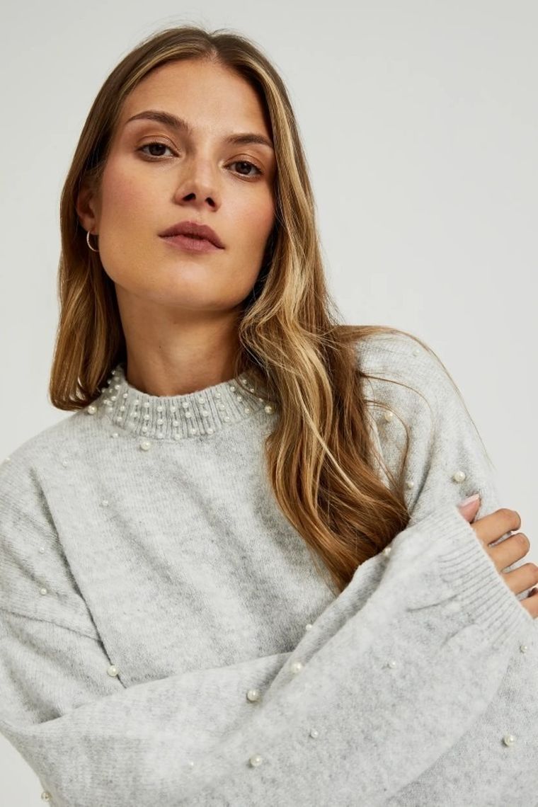 Sweter damski, szary, Moodo