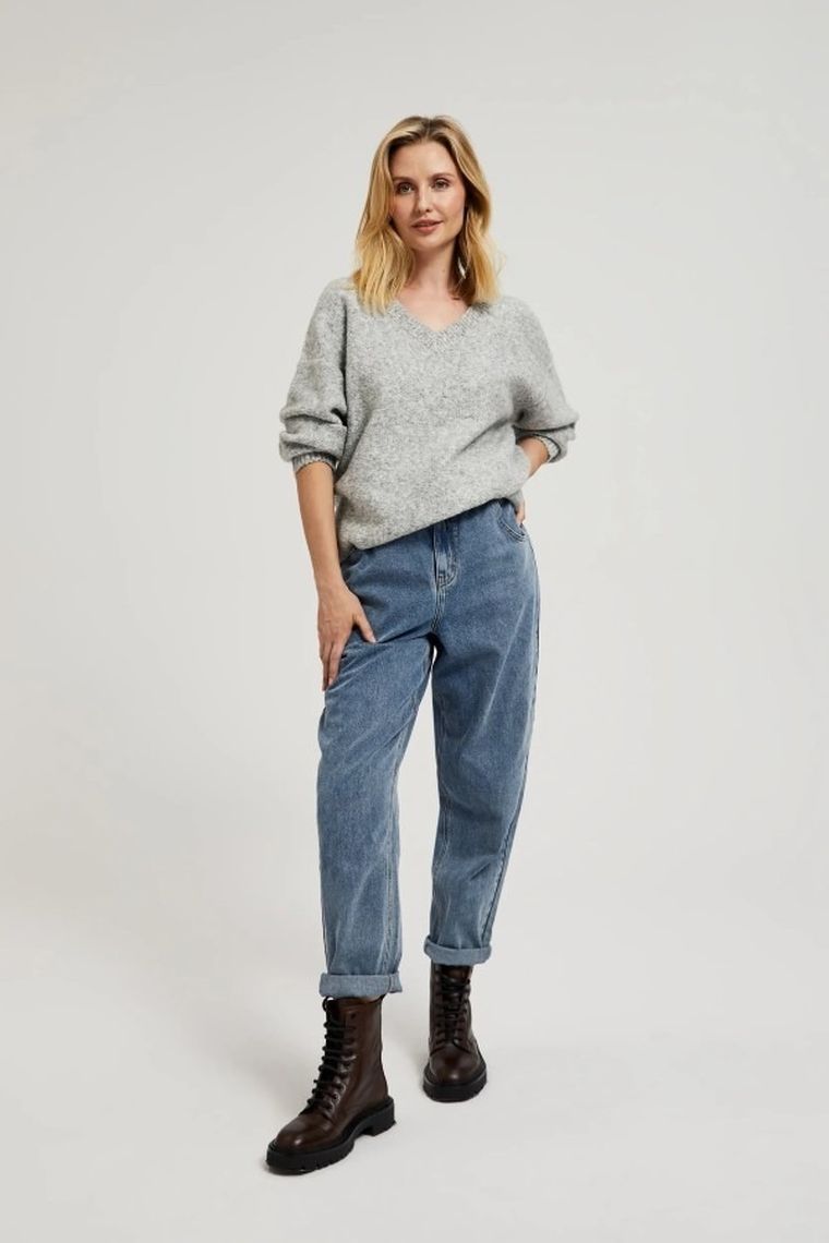 Sweter damski, szary, Moodo