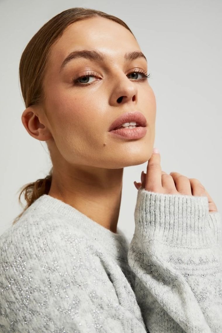 Sweter damski, szary, Moodo