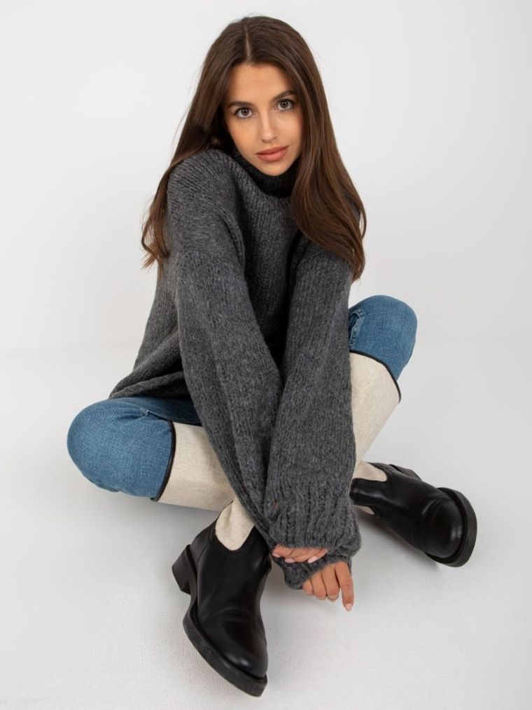 Sweter damski, szary, Rue Paris