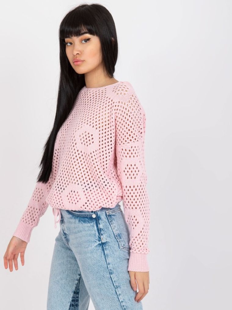 Sweter damski z kapturem, różowy, Rue Paris