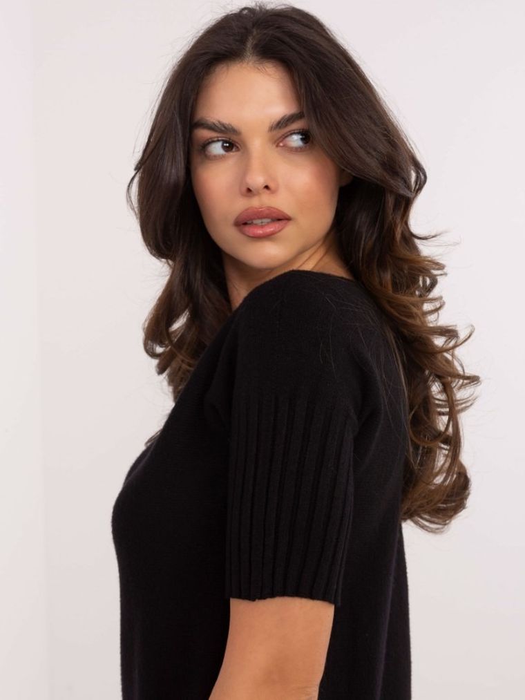 Sweter damski z wełną, czarny, Italy Moda