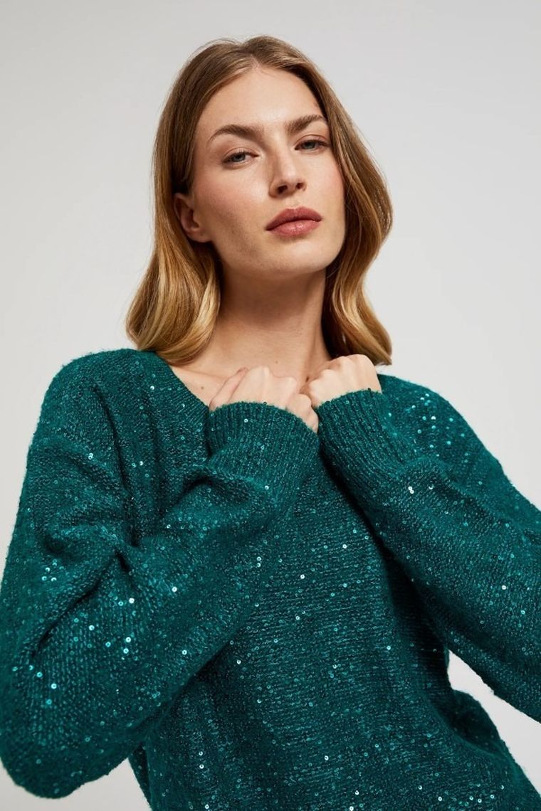 Sweter damski, zielony, Moodo