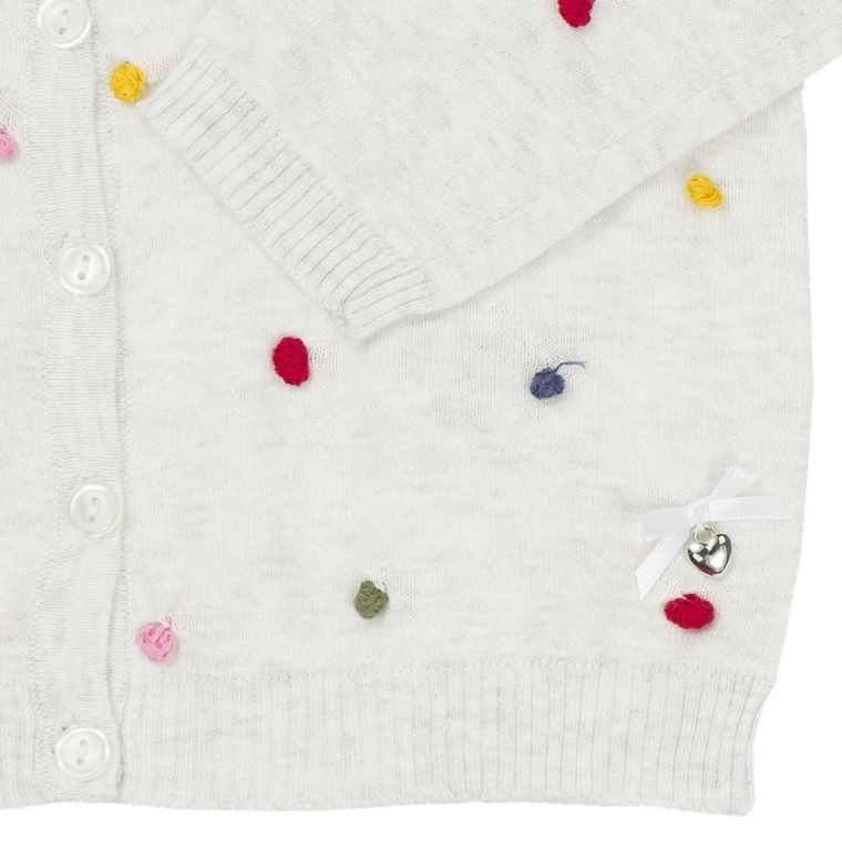 Sweter dziewczęcy, rozpinany, biały, Kanz