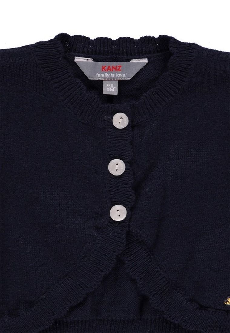 Sweter dziewczęcy, rozpinany, ciemnoniebieski, Kanz