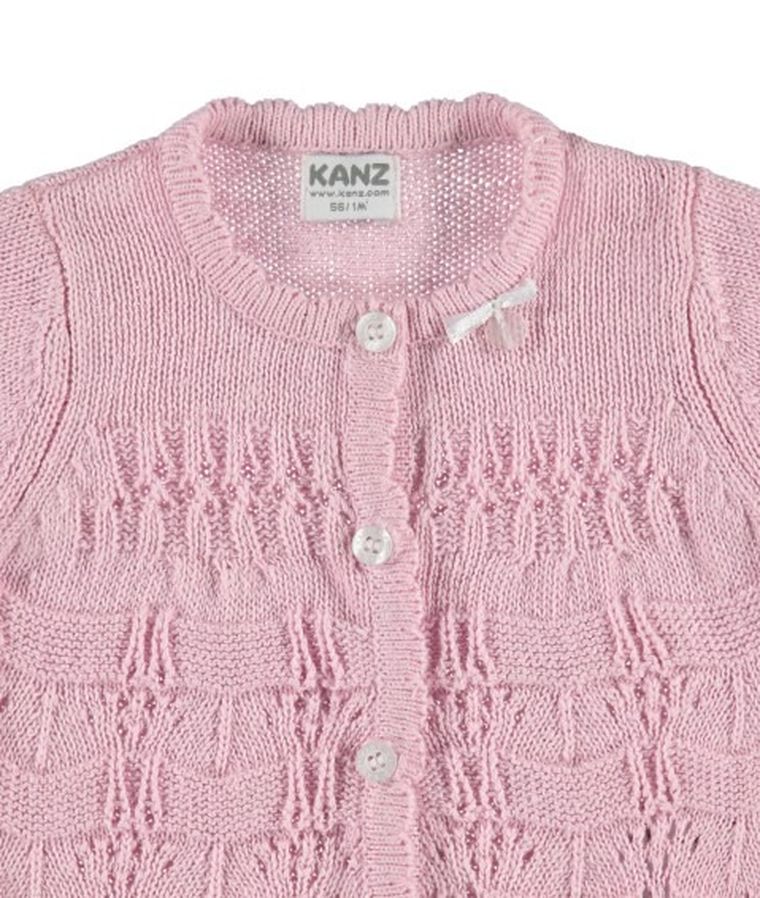 Sweter dziewczęcy, rozpinany, różowy, Kanz