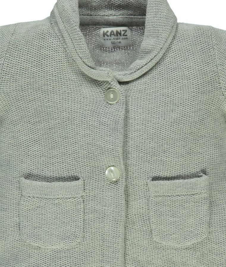 Sweter dziewczęcy, rozpinany, szary, Kanz