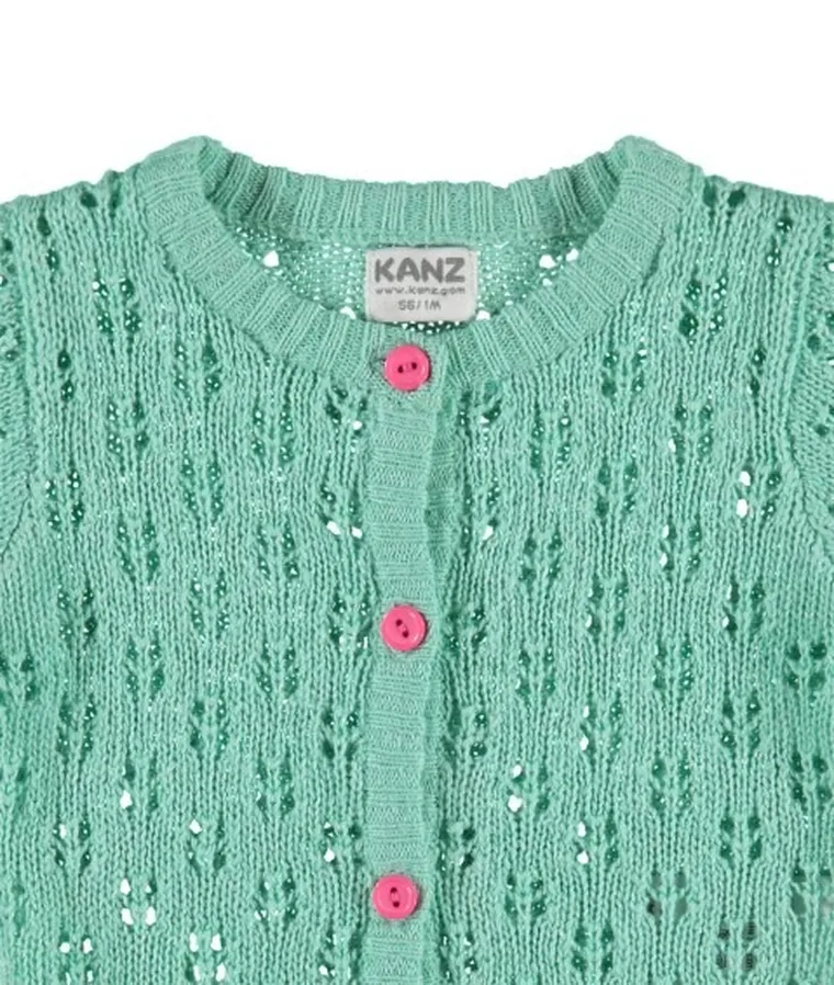 Sweter dziewczęcy, rozpinany, zielony, Kanz