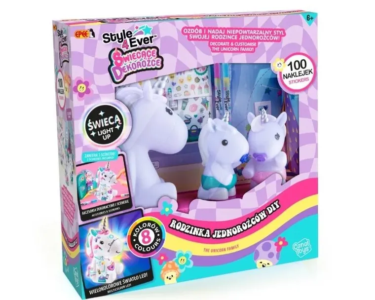 Świecące Dekorożce, Rodzinka Jednorożców DIY, figurki do dekorowania