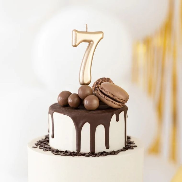 Świeczka urodzinowa, cyfra 7, złota, 7 cm