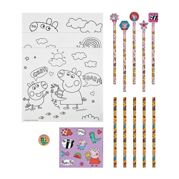 Świnka Peppa, zestaw do kolorowania z naklejkami, 29 elementów