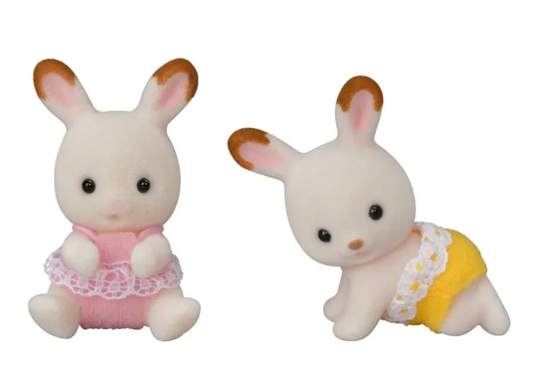 Sylvanian Families, bliźniaki królików z czekoladowymi uszkami, wózek, akcesoria, zestaw, 5432