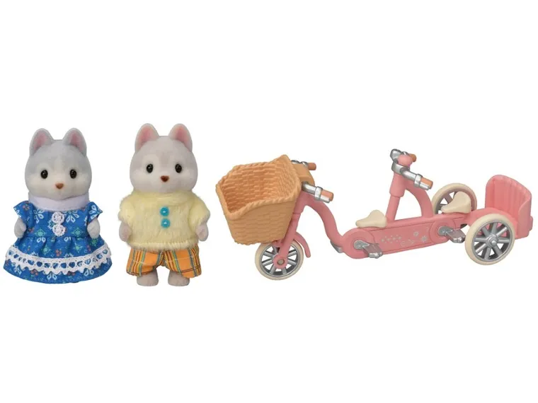 Sylvanian Families, Pieski Husky na rowerze, zestaw z figurkami, 5637