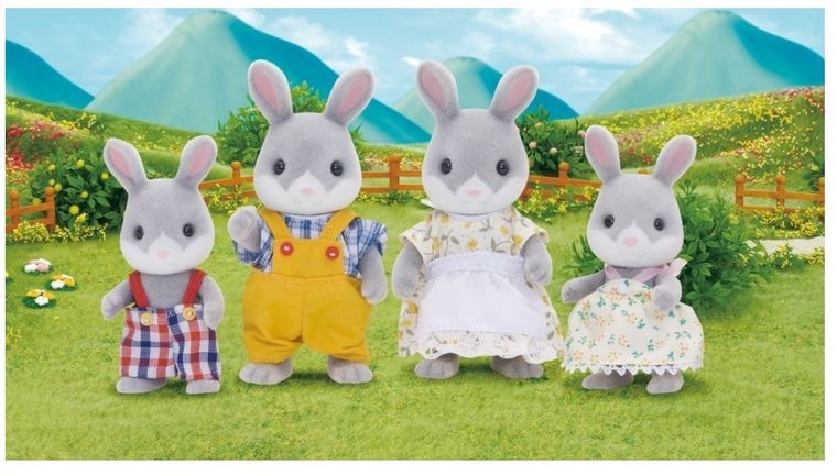 Sylvanian Families, rodzina szarych króliczków, zestaw figurek, 4030
