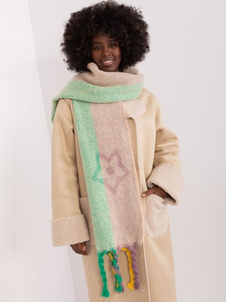 Szalik damski, beżowy, Italy Moda