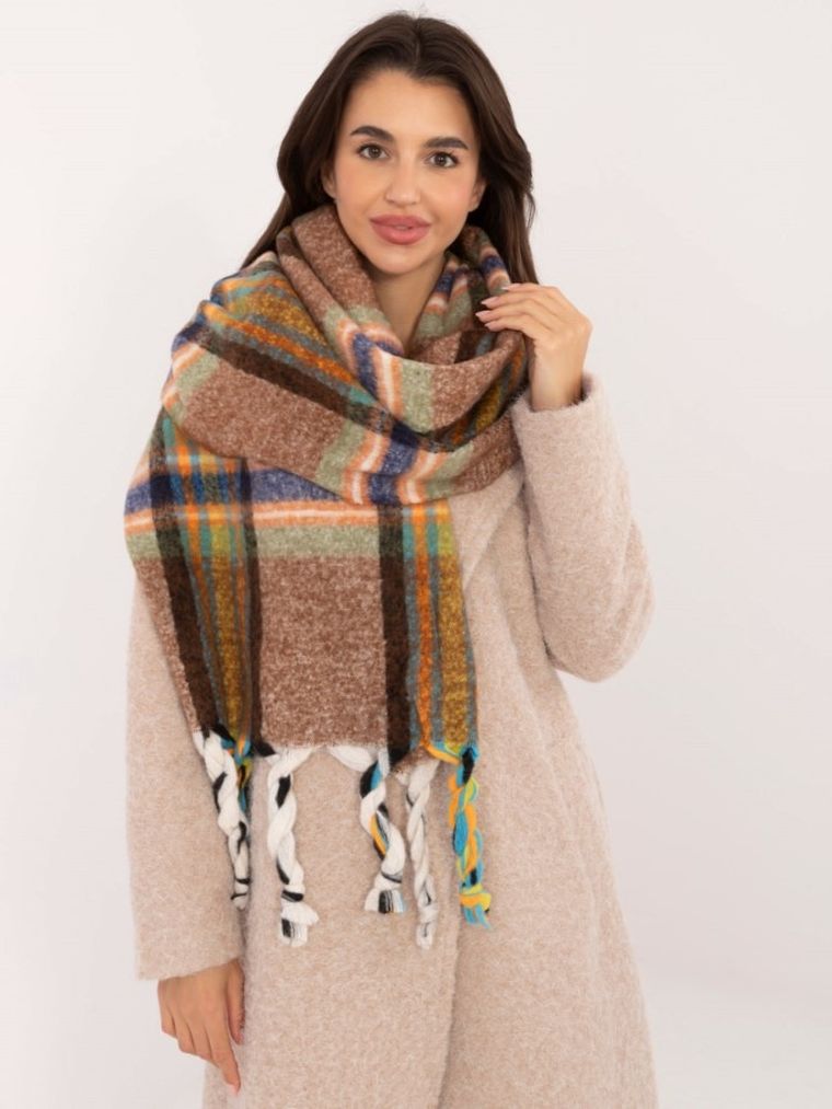 Szalik damski, brązowy, Italy Moda