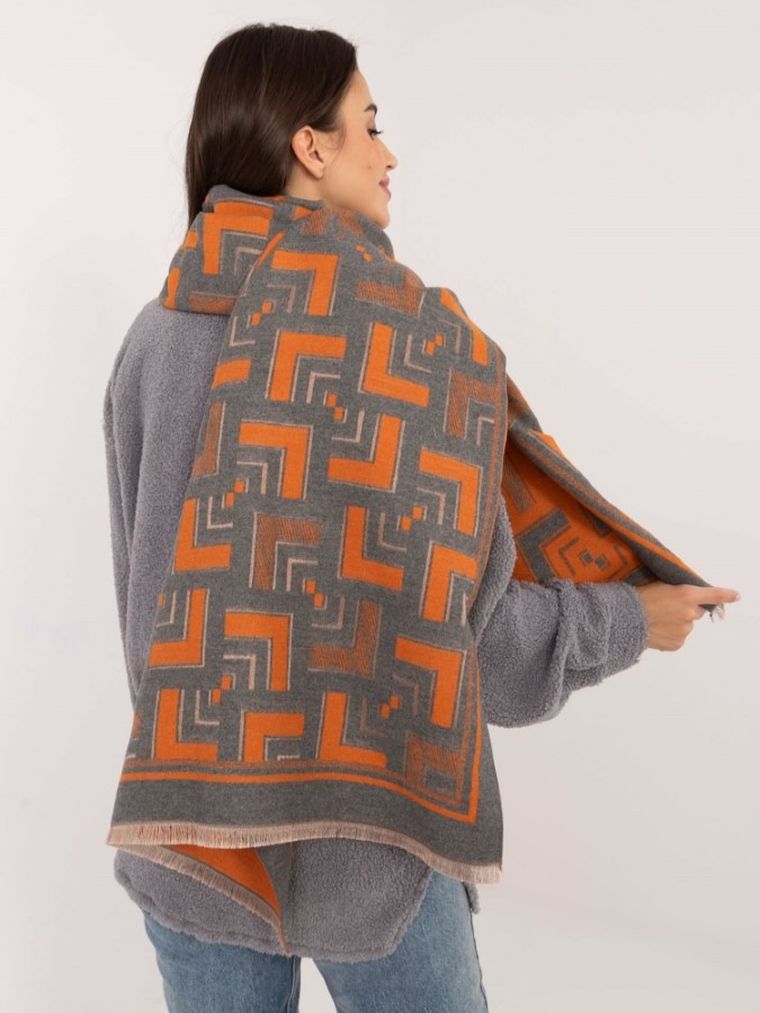 Szalik damski z wełną, szary, Italy Moda