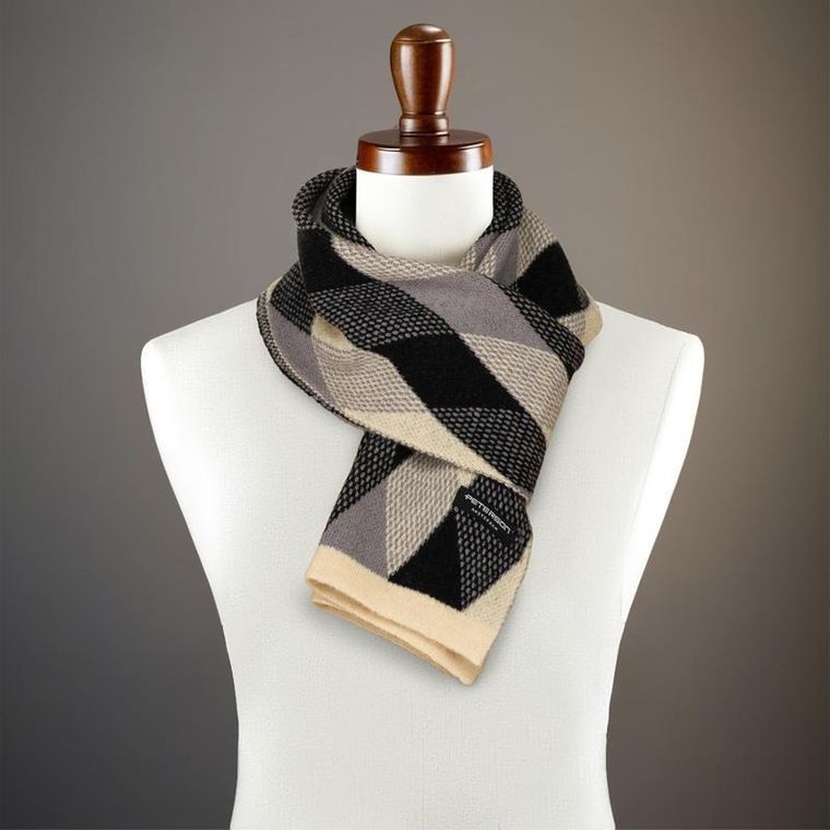 Szalik męski, beżowo-czarny, Peterson