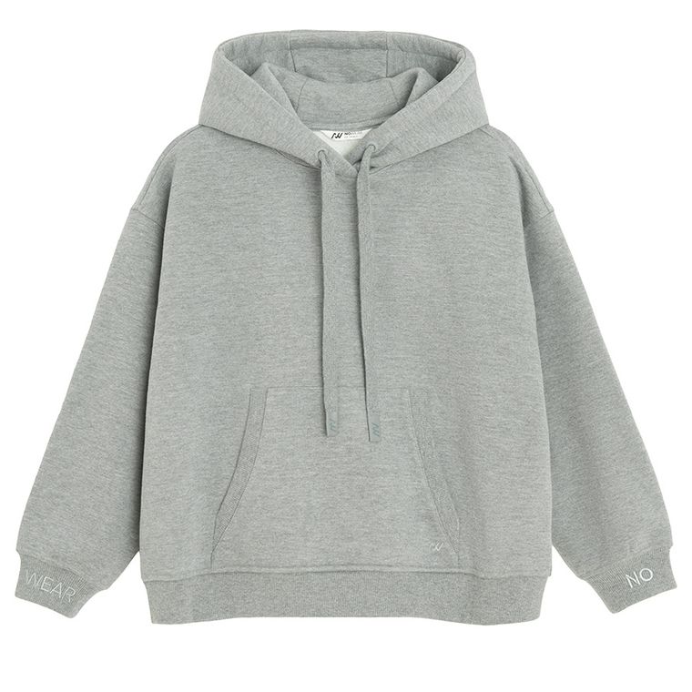 Szara bluza z kapturem o kroju oversize NOWEAR