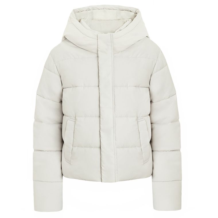 Szara ocieplana kurtka z kapturem cropped NOWEAR