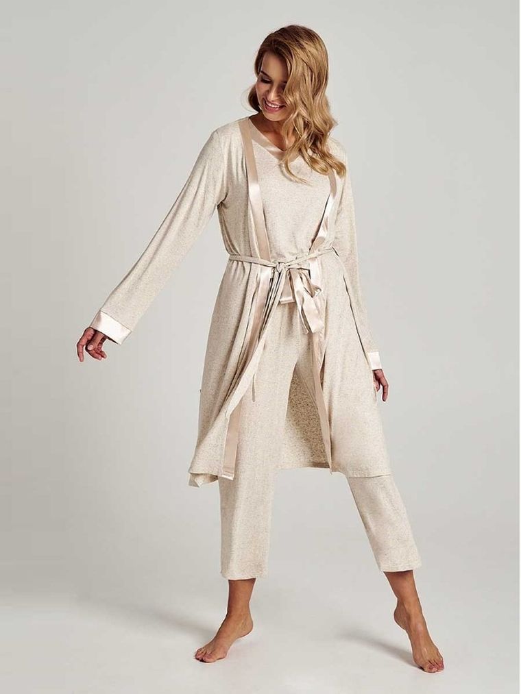 Szlafrok damski, beżowy, Taro