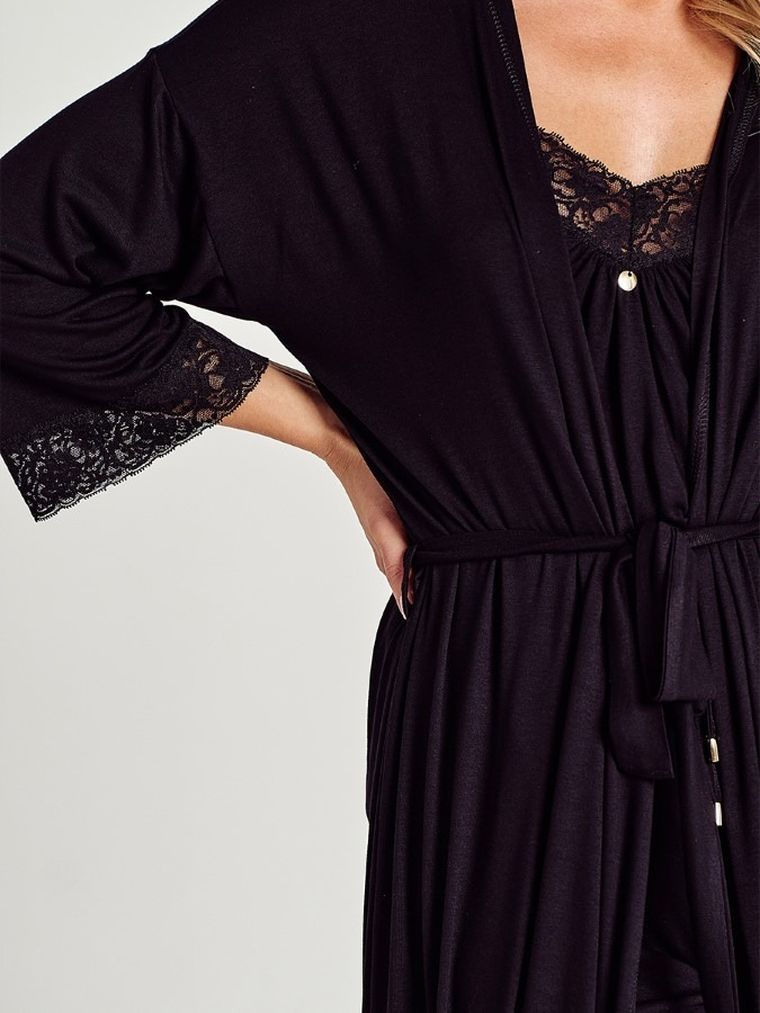 Szlafrok damski, czarny, Taro