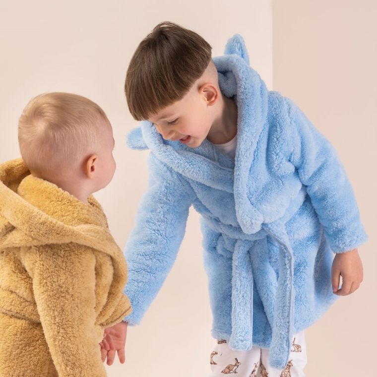 Szlafrok dziecięcy, niebieski, wiązany, Nicol