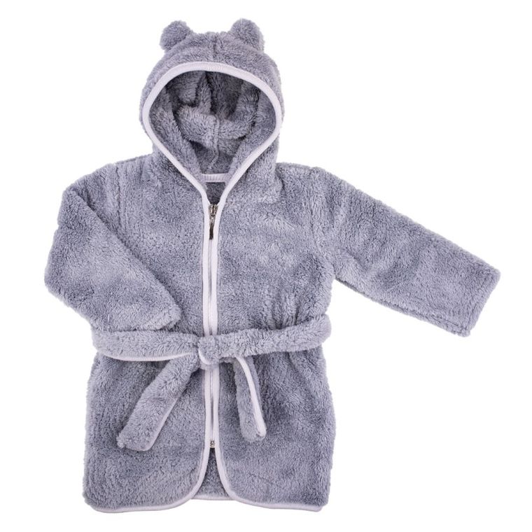 Szlafrok dziecięcy, szary, zapinany, Nicol