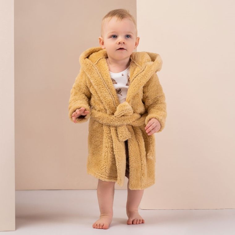 Szlafrok dziecięcy z kapturem, jasnobrązowy, Luna, Nicol