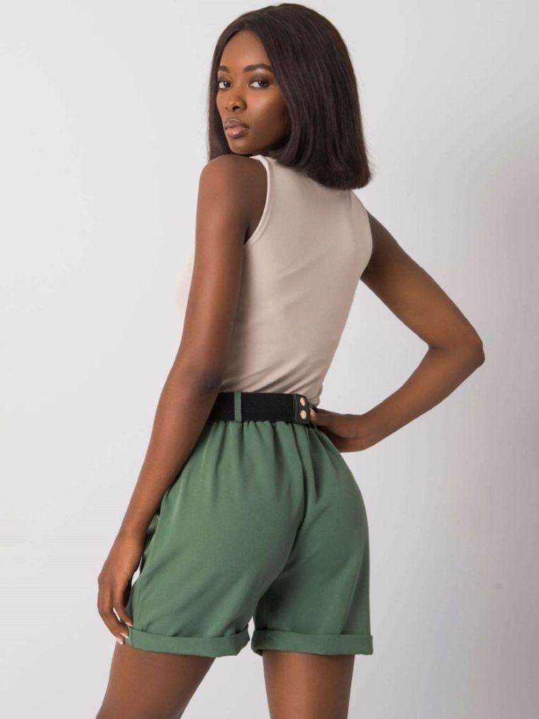 Szorty damskie, khaki, Italy Moda