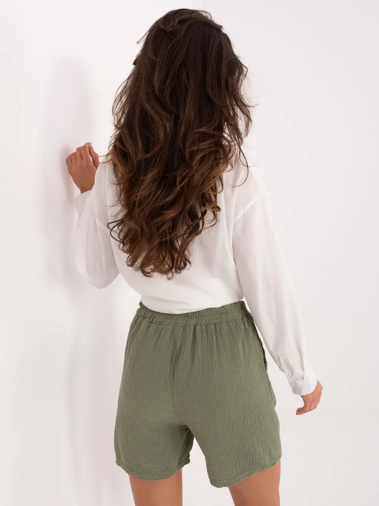 Szorty damskie, khaki, Italy Moda