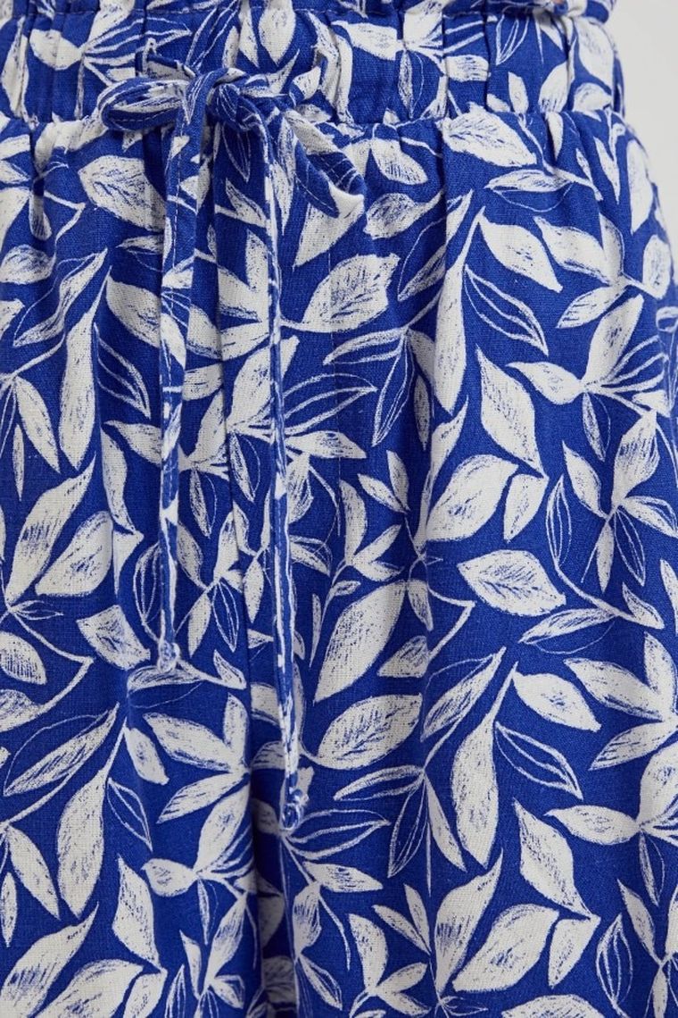 Szorty damskie z lnem, granatowe, Moodo