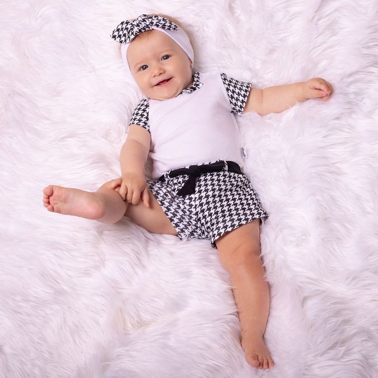 Szorty dziewczęce, biało-czarne, Nicol