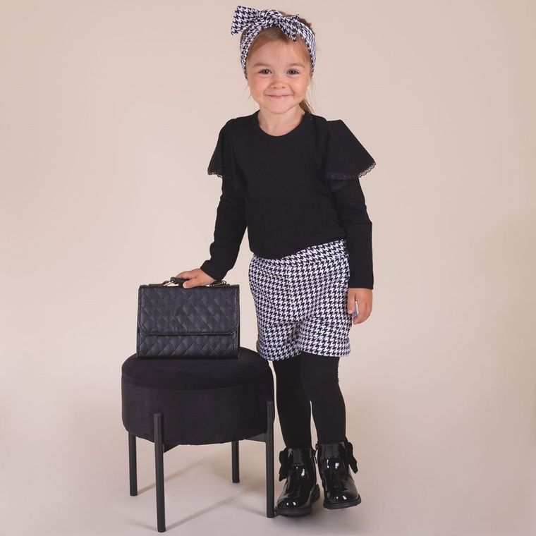 Szorty dziewczęce, biało-czarne, Nicol