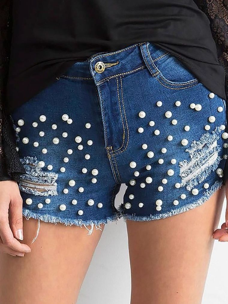 Szorty jeansowe damskie, niebieskie, Factory Price