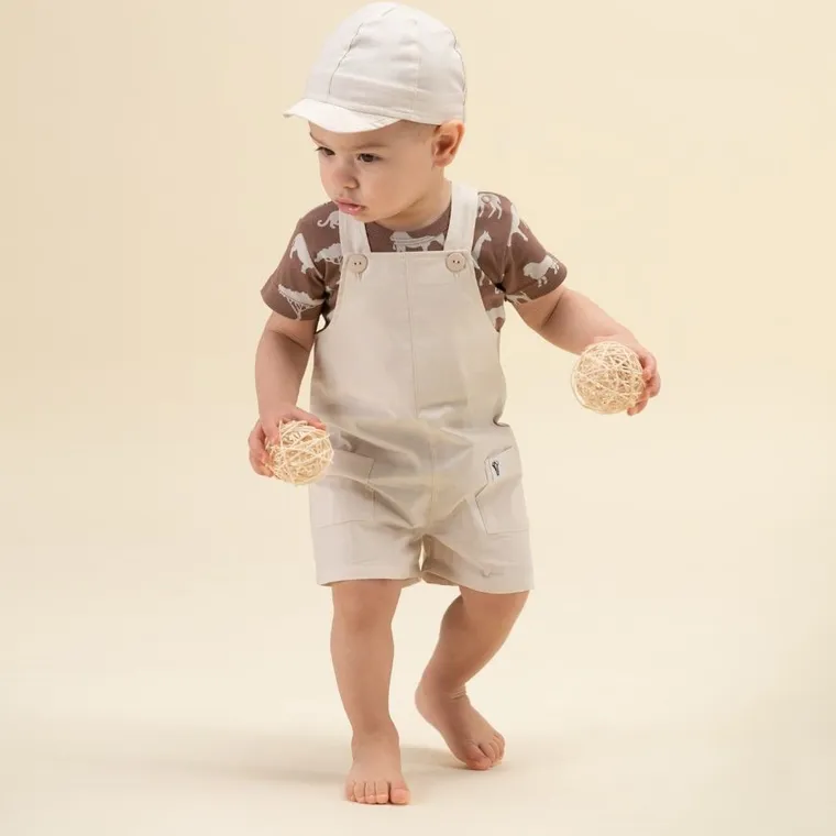 Szorty ogrodniczki chłopięce, beżowe, Pinokio