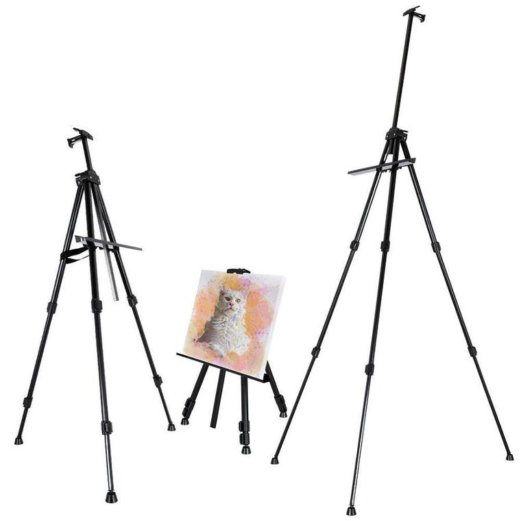 Sztaluga malarska z torbą, regulowana wysokość, metalowa czarna