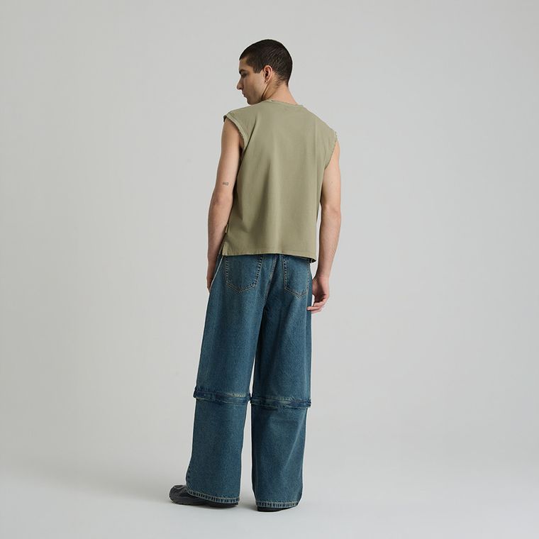 T-shirt bez rękawów khaki NOWEAR